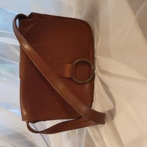 Vintage Leather Messenger Bag with Solid Brass Detail